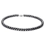 Black 6-7mm AA Quality Freshwater 925 Sterling Silver Cultured Pearl Necklace-36 in Opera length