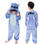 FOFJR Holiday Pajamas Cosplay Cartoon Hooded Girls Boy Onesie Animal Jumpsuits Kid Pyjamas (Blue, 3-4 Years)