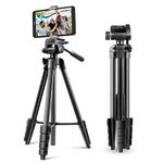 UBeesize FR64 64 Inch Mobile Phone Tripod, Tripod Smartphone with Remote Control and Phone Holder, Lightweight Camera Tripod for Selfie, Video Recording, Live Streaming, Compatible with Mobile