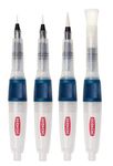 Derwent Push Button Assorted Size Waterbrush Set, contains 4 x premium watercolour brushes for use with watercolour pencils, paints and blocks, leak proof, professional quality, 2305816