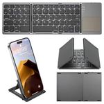 Foldable Bluetooth Keyboard, Tri-Folding Portable Wireless Keyboard with Touchpad, Mini Ergonomic Folding Keyboard Ultrathin, Sync up to 3 Devices, for Windows iOS, Android