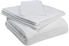 Drive Medical 15030HBC Bedding Set with Fitted Sheet, Cover Sheet, Pillow Case, and Blanket, White