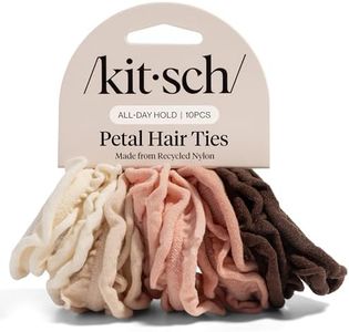 Kitsch Petal Hair Ties No Damage - Strong, Stretchy & Snag-Free Hair Bands | Soft Fabric Ponytail Holders, Stylish Elastics for Everyday Hairstyles | Ideal Gifts for Women - Blush, 10pcs