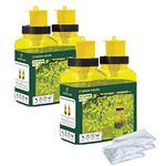 Green Haven 4 Pack Fly Catcher - Refillable Outdoor Fly Trap - Insect Attractant for Outdoor Use - Insect Trap - Fruit Flies Traps Indoor & Outdoor - Re-Usable Fly Killer - Garden/Indoor Fly Trap