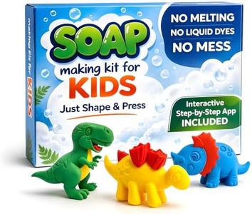 ZenseMe Soap Making Kit for Kids – DIY Soap Making Kit with Dinosaur Soap Moulds (3 Cute Dinosaurs) | Soap Making Supplies for Creative Play & Hygiene - DIY Kits for Kids with Mobile App