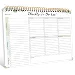 Weekly Planner Pad - Spiral Weekly Planner Undated 52 Page To-Do List Pad, 8.5" x 11" Weekly Desk Task Planner for Work and Personal Organization- green leaves