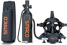 SMACO Mini Scuba Tank With Full Face Diving Mask,S400 Pro 1L Portable Mini Diving Tank Reusable Pony Bottle With 15-20 Minutes Diving Cylinder For Underwater Exploration Rescue