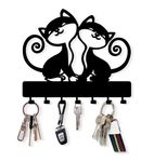 trademubarak cat Key Hooks Holder for Wall Decorative - Small Black Entryway Welcome Home Sign Key Hanging Hangers Wall Mounted RacksOffice | Wall Mount (cat01_3)