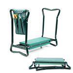 Heavy Duty Portable Foldable Foam Padded Garden Kneeler With Tool Bag Gardening Knee Pad Metal Stool Seat