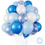 HEHALI 60pcs 12in Blue and White Balloons Kit, Party Balloons with Blue and White Confetti Balloons for Graduation Birthday Party Decorations