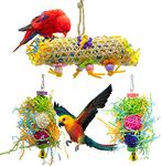 PETANGEL 3Pack Bird Chewing Shredding Toys Foraging Shredder Toy Parrot Cage Shredder Toy Bird Loofah Toys Foraging Hanging Toy for Cockatiel Conure Parrot