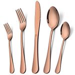 Homikit 20-Piece Copper Silverware Flatware Set for 4, Stainless Steel Eating Utensils Cutlery Includes Knives/Spoons/Forks, Tableware for Home Restaurant Party, Dishwasher Safe, Mirror Polished