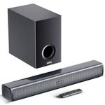 Mivi Fort H160 Soundbar, [Newly Launched] 2.1 Channel, 2 in-Build Speakers and 1 External Subwoofer, Multiple EQ & Input Modes, Made in India Sound bar for TV