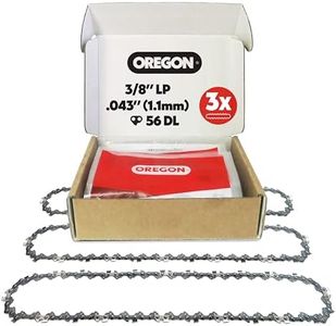 Oregon 3-Pack Chainsaw Chain 3/8" LP Pitch, .043" (1.1 mm) Gauge for 16" (40cm) Bar, 56 Drive Links – Low-Kickback Replacement Saw Chain, Fits Makita, Dewalt, Husqvarna, Sterwins and More