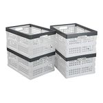 Teyyvn 4-Pack Collapsible Milk Crates, 15L Plastic Stackable Storage Bins Utility Folding Baskets white