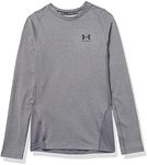 Under Armour Boys' ColdGear Armour Long Sleeve T-Shirt, Charcoal Light Heather (019)/Black, Youth Medium