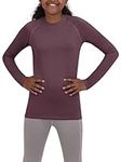 TCA Girls' SuperThermal Long Sleeve Performance Base Layer Running Training Top - Prune Marl, 8-10 Years