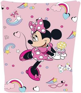 Disney Divertente coperta in pile con Minnie Mouse, super morbida, accessori per il letto, regalo per ragazze, rosa