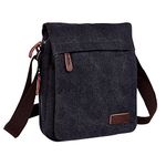 AYES Canvas Messenger Bag Shoulder Bag Laptop Bag Satchel Bag Bookbag Crossbody Bag For Men (Black)