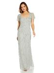 Adrianna Papell Women's Beaded Long Mother of The Bride Dress, Frosted Sage, 6