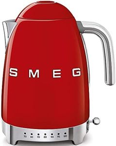 Smeg KLF04RDUK Jug Kettle, LED Display, 7 Temperature Settings, Acoustic Alarm, 3KW, 1.7L, Red