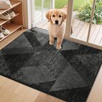 COSY HOMEER Dirt Trapper Door Mat for Indoor 60 x 90 cm, Dirt Trapper Front Door Mat, Polyester Welcome Mat Entrance Rug, Absorbent Non-Slip Indoor Doormat Machine Washable, Black
