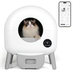 Self Cleaning Litter Box - 100L Automatic Litter Box for Multiple Cats, 1 Roll Trash Bags and Mat Included, App Control, Little-White