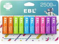 EBL Rechargeable AA Batteries 2500mAh 1.2V Ni-MH Double AA Battery 10 Pack