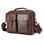 Leather Business Messenger Bag Briefcase Handbag for Men Carry All Laptop Protection for 14 Inch Computer Crossbody Shoulder Satchel Bags Handbag Brown