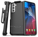 Encased Rebel Series Designed for Samsung Galaxy S21 Belt Clip Case (2021) Protective Heavy Duty Holster Phone Case - Black