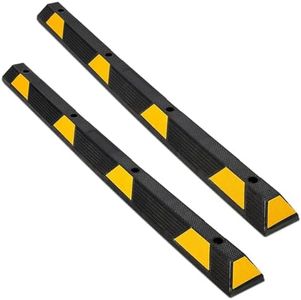 2 Pack 72" Heavy Duty Rubber Parking Curb, Garage Floor Wheel Stopper,55000 LBS Capacity Parking Stopper for Garage with Reflective Stripes for Vehicles Truck Driveway Protect Cars