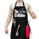 APRON DADDY Aprons for Men - The Grillfather - BBQ Apron for Grilling - Extra Large 1 Size Fits All - Poly/Cotton Apron with 2 Pockets - Grill Father Gift for Cooking Dad, Husband