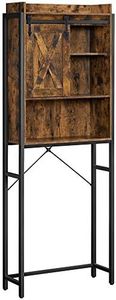 Vasagle Over-The-Toilet Storage, Bathroom Oragniser Rack, for Washing Machine, with Small Cabinet, Steel Frame, Easy Assembly, Industrial, 64 x 24 x 171 cm, Rustic Brown and Black