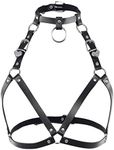 TiaoBug Women Lingerie Faux Leather Adjustable Body Chest Harness Costume Black B One Size