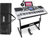 Pyle Piano Keyboard, Electric Musical Instrument, Full Size Portable Music Keyboard, Piano Keyboard 61 Keys, with Sustain Pedal, Headset, Weatherproof Bag, Stool, and Keyboard Stand