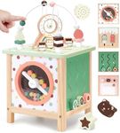 PairPear Wooden Activity Cube Montessori Toys Wooden Play Cube Activity Center Baby Busy Board Multifunctional Early Educational Development Toys Sensory Gifts for Toddlers Girls Boys 1 2 3 Year Old