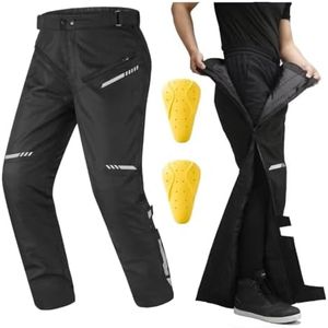 Auboa Winter Detachable Motorcycle Riding Pants for Men CE 2 Armored Powersports Overpants with Full Leg Zip Model PF2 (4XL, 32L) Black