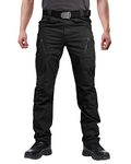 FEDTOSING Men's Outdoor Cargo Work Trousers Military Tactical Pants Combat Ripstop Trousers (Black 36W / 32L)