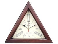 LINE Wood™ - Triangle Wooden Clock 12 inches Wooden Triangle Wall Clock Designer Number Wall Mounted Clock for Office Hallway Dining & Living Room Home & Decor Gift Item