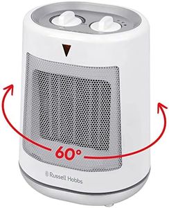 Russell Hobbs 2000W/2KW Electric Heater in White PTC Ceramic Space Heater, Portable Oscillating 2 Heat Settings Overheat Protection, Adjustable Thermostat 20m2 Room Size RHFH1008, 2 Year Guarantee