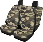 Howilath Army Green Camouflage Print Car Seat Covers Set of 4, Vibrant Colors Fabric Cushion Comfortable Breathable