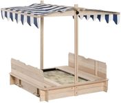 Outsunny Kids Wooden Sandbox with L