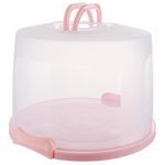 VIDETOL 10 Inch Plastic Cake Box, Large Cake Carrier with Handle and Lid, Tall Cake Box Cake Holder for Pies Cookies Cakes Party, Pink