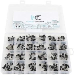 MakerCircuit 24 Values 480pcs TO92 Transistors Kit, NPN PNP Power BJT Bipolar Junction Transistor Assortment Kit