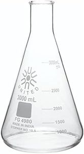 United Scientific FG4980-3000 Borosilicate Glass Narrow Mouth Erlenmeyer Flask 3000ml Capacity