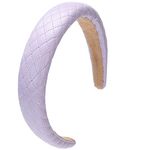 LONEEDY 1.7 Inch Leather Hard Headband Wide Headband Padded Headband Hairband for Women (Square lilac colour)