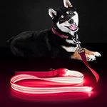 ChalkLit Led Dog Leash, Light Up Dog Leash Rechargeable Waterproof, Nylon Reflective Leashes with Padded Handle for Night Walking (Pink)