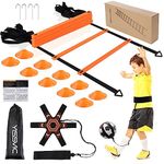 YISSVIC Football Training Equipment Speed Agility Ladder Football Kick Trainer Set 6M 12-Rung with 10 Cones and 4 Stakes for Kids Children (Orange)