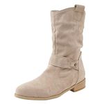 Shiningupup Winter High Heel Zipper Outwear Fashionable Classic Black Ankle Boots New Thick Heel Mesh Breathable Cool Boots Dark Boots for Women Heel (Z-230805-1-Beige, 5)