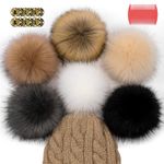 Large Faux Fur Pom Poms for Hats 6pcs Pompoms Faux Fur 5.5in Extra Large Pompoms for Hats Large Faux Fur Pompom With Snap Button Removable Pompoms for Knitted Hats Accessories-Classic Style